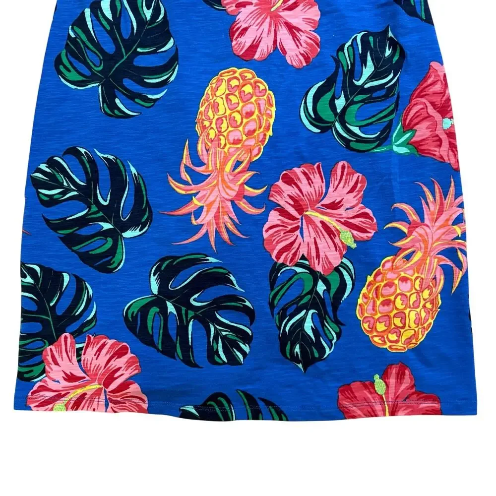 Tommy Bahama Women's Floral Pineapple Print Tank‎ Dress Blue Tropical Resort